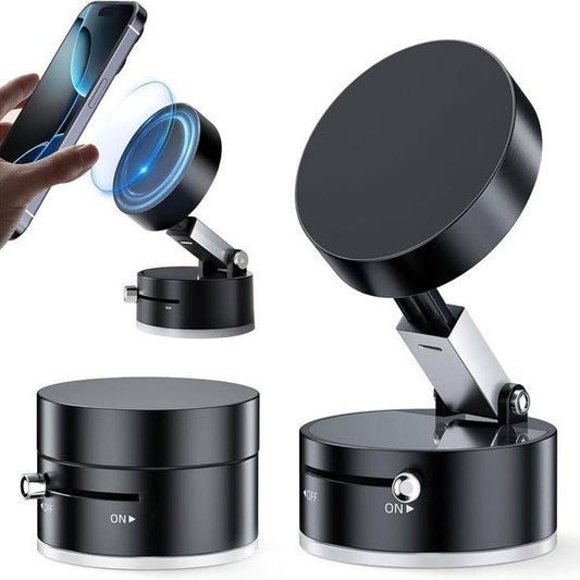 Magnetic 360° Rotating Phone Holder for Car Dashboard | Vacuum Suction Shockproof Mobile Stand | Strong Grip Magnetic Mount for Car, Office, Gym | Hands-Free Phone Holder Compatible with All Smartphones (Black)