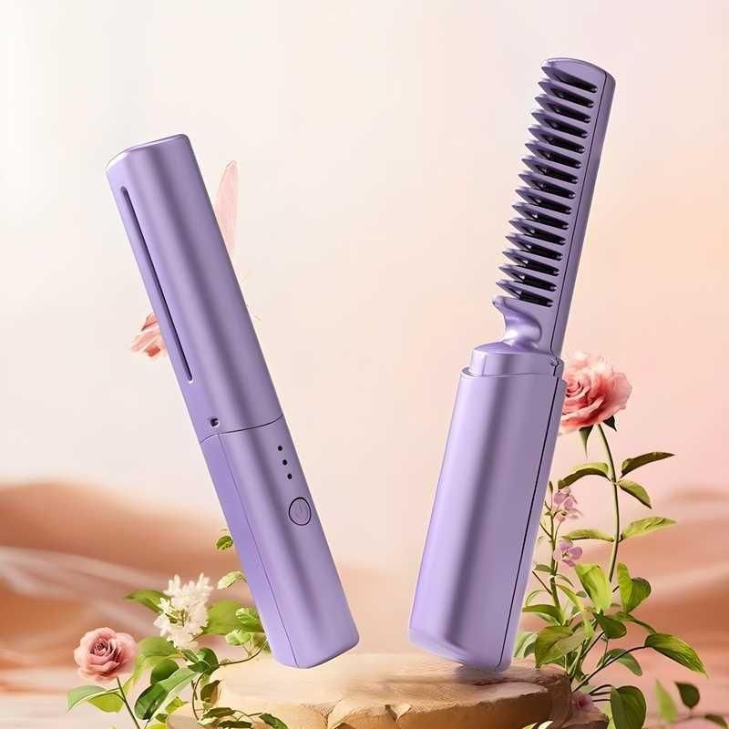 Meneflix Portable Mini Hair Straightener Cordless Rechargeable Mini Adjustable Hair Straightener
