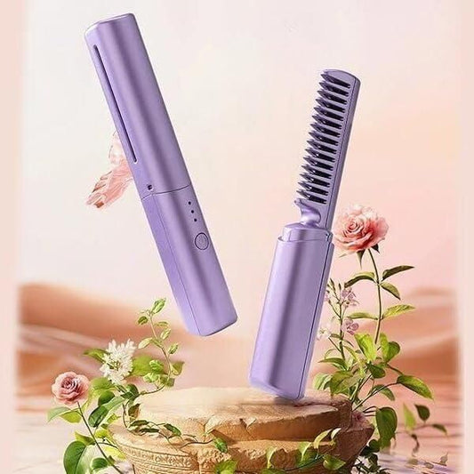 Rechargeable Hot Comb Hair Straightener – Portable Electric Hair Styling Brush